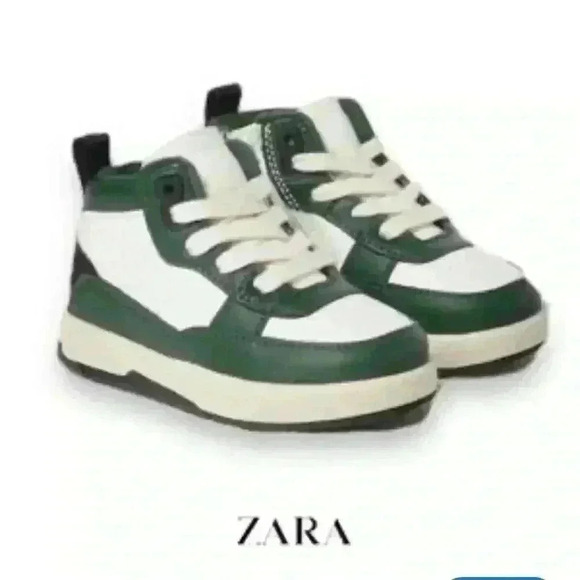 ZARA Kids Contrast HighTop Sneakers Lace Up w/Side Zip Toddler Size EU 26 US 9.5 - Picture 1 of 8